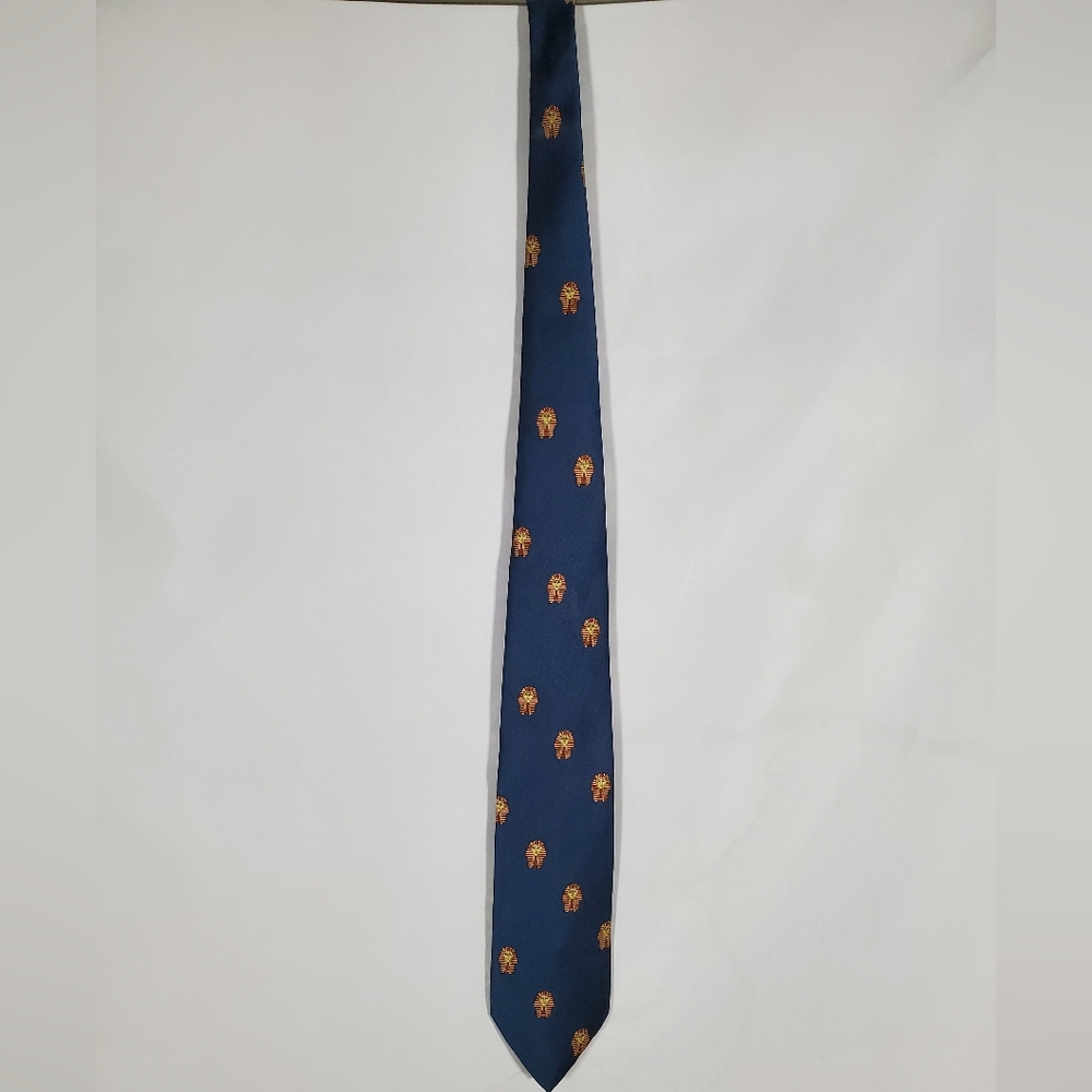 BRITTANIA BLUE EGYPTIAN PHAROAH ALL OVER PRINT TUT ROYAL POLYESTER NECKTIE TIE